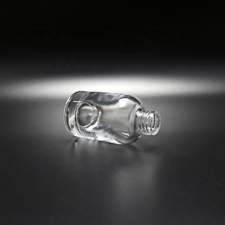 30ml clear glass essence oil bottle with silver push button dropper