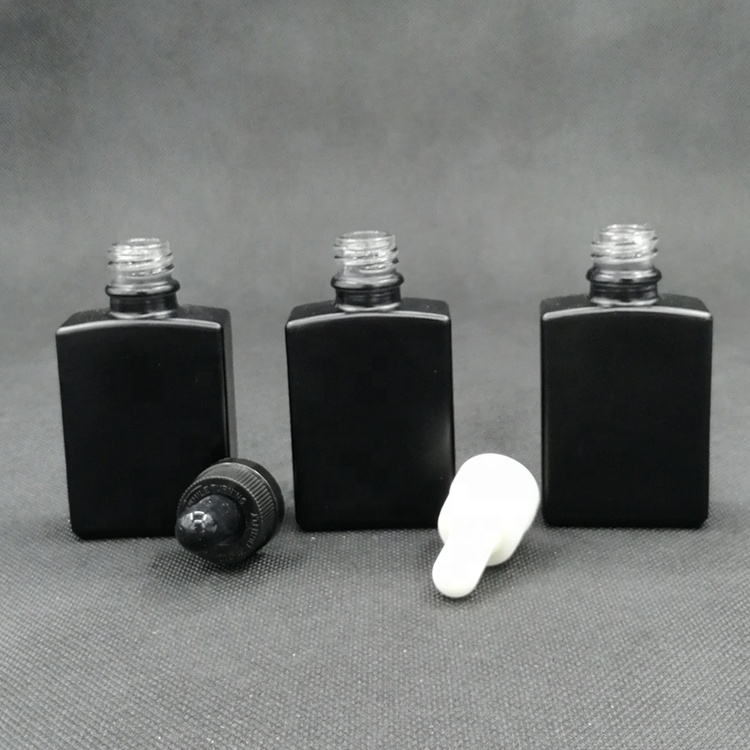30ml clear glass square essential oil dropper bottle