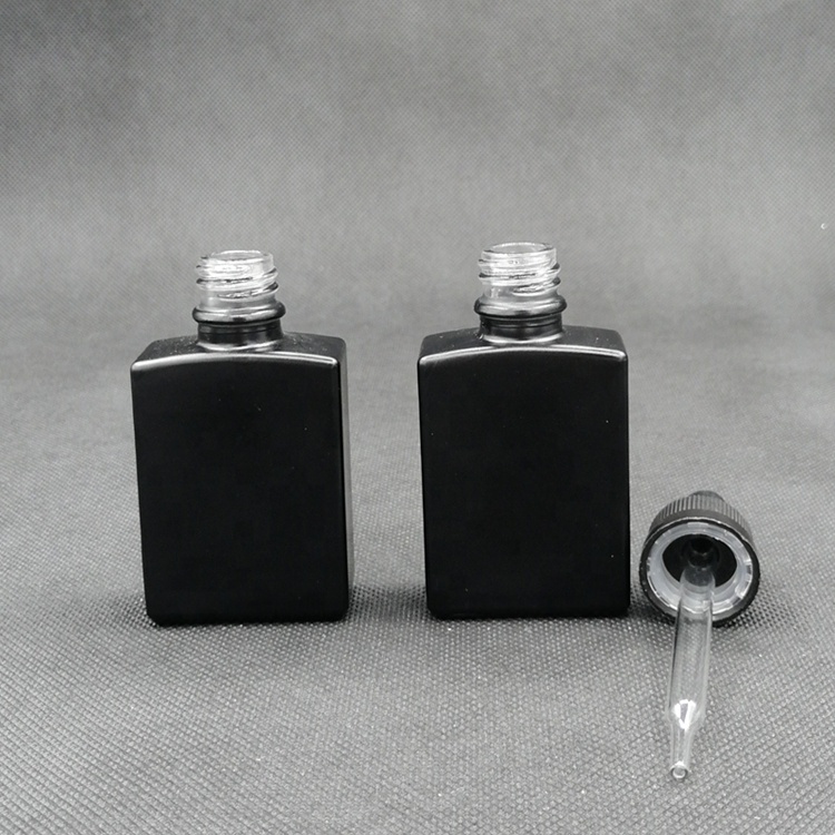30ml clear glass square essential oil dropper bottle
