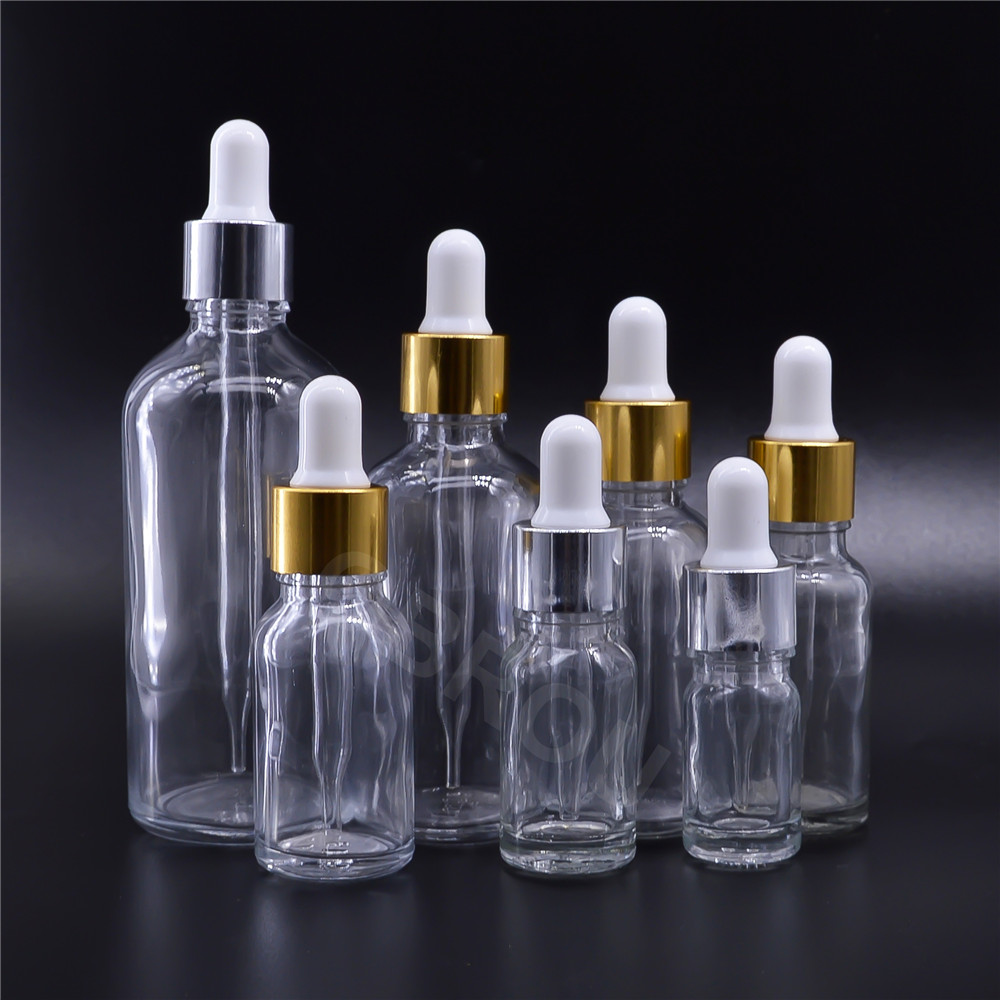 30ml clear green amber matte black e liquid essential oil glass dropper bottle with gold dropper cap