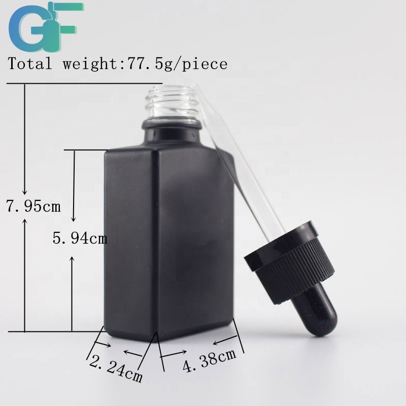 30ml clear rectangle glass dropper bottle