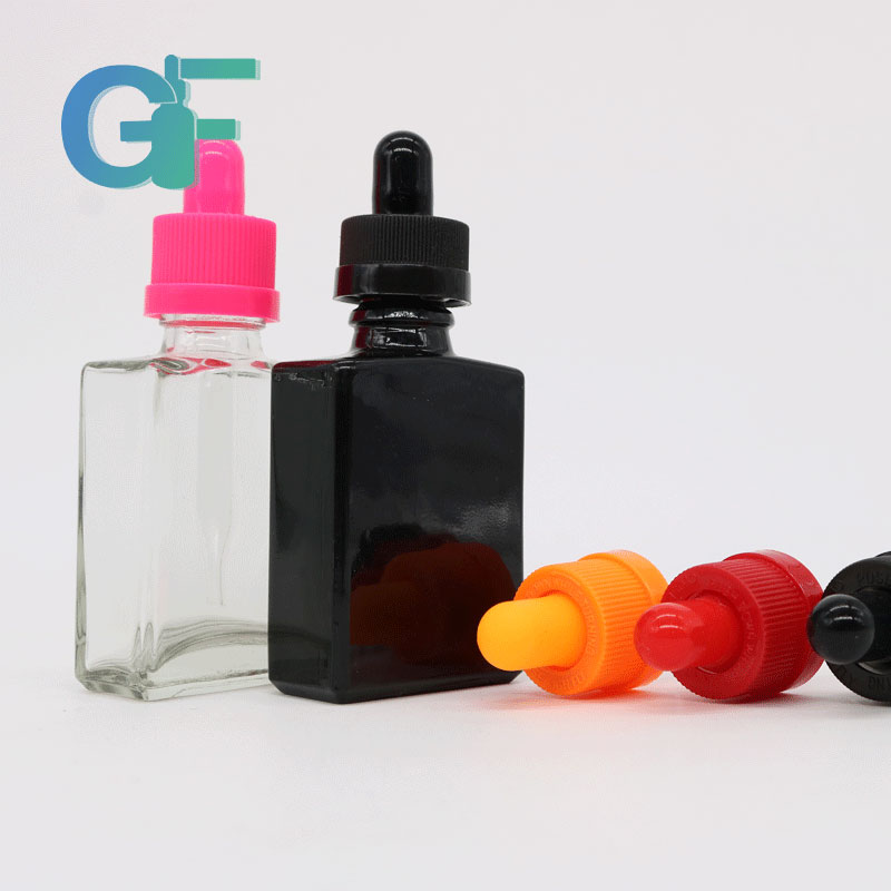 30ml clear rectangle glass dropper bottle