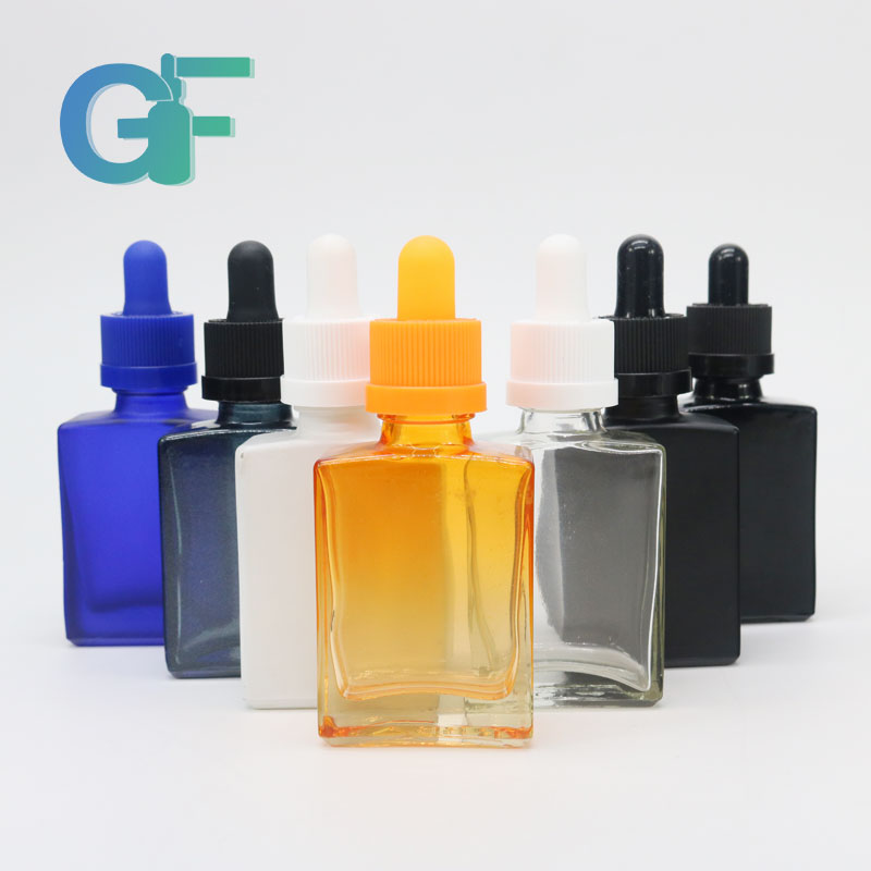 30ml clear rectangle glass dropper bottle