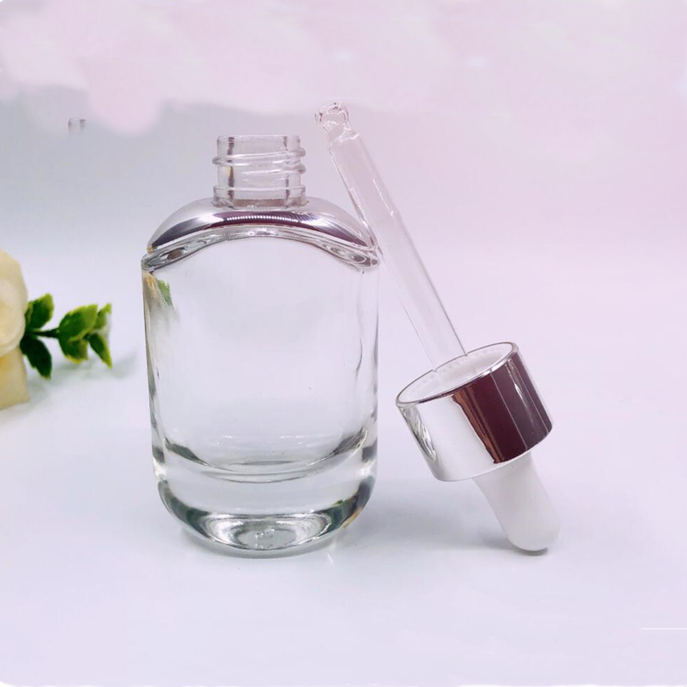 30ml clear rose gold shoulder glass dropper bottle for cosmetic liquid essential oil