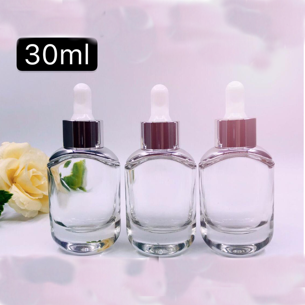 30ml clear rose gold shoulder glass dropper bottle for cosmetic liquid essential oil