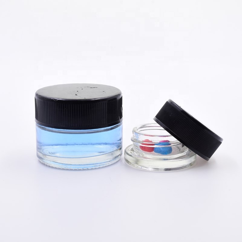 30ml clear round jar flower packaging kush hemp glass packaging candles cosmetic weed jars cbd CR lid child resistant glass jar