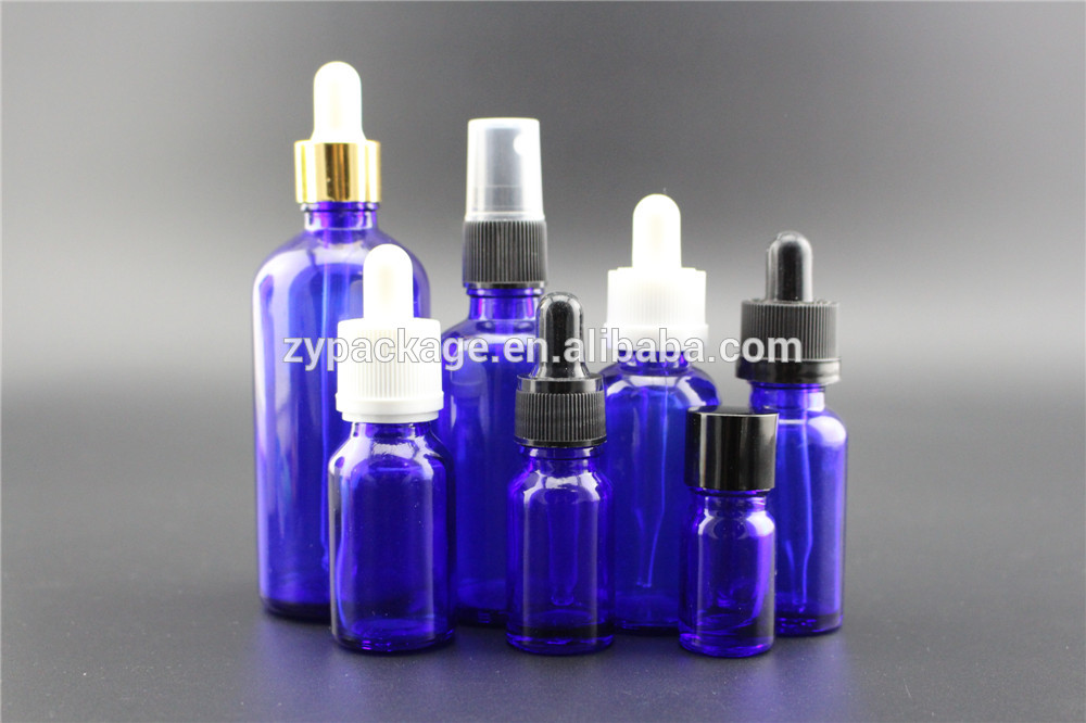 30ml cobalt blue essential oil glass dropper bottle with childproof cap wholesale