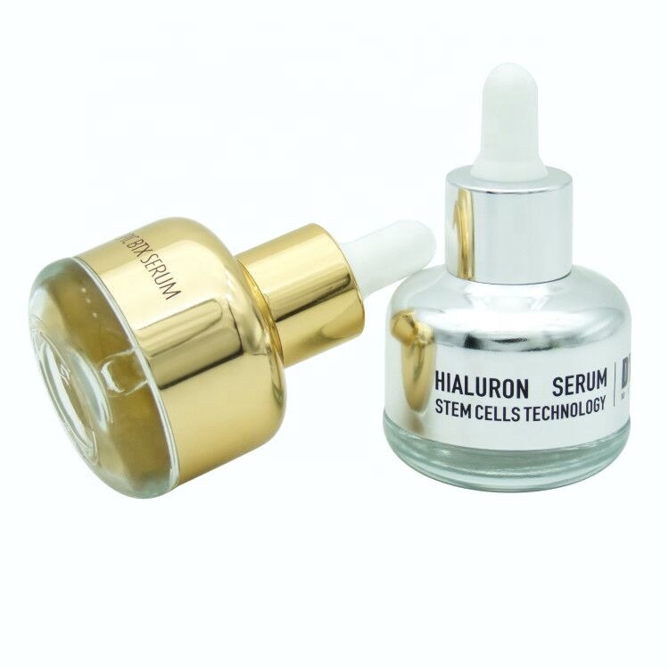 30ml cosmetic glass gold droppers bottles luxury 1oz eye serum glass bottles Haodexin hyaluronic serum stem cells technology