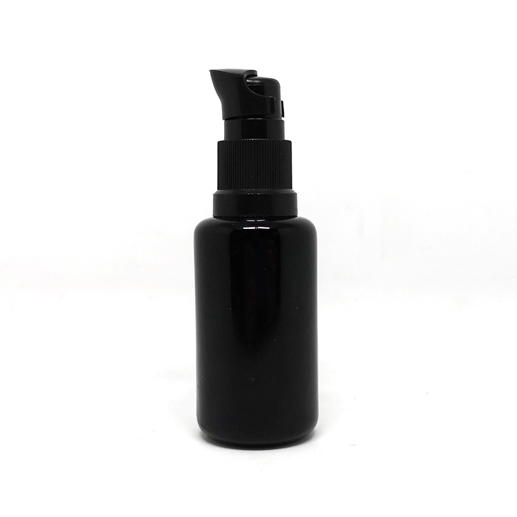 30ml cosmetic oil packaging uv violet glass bottle with serum pump cap