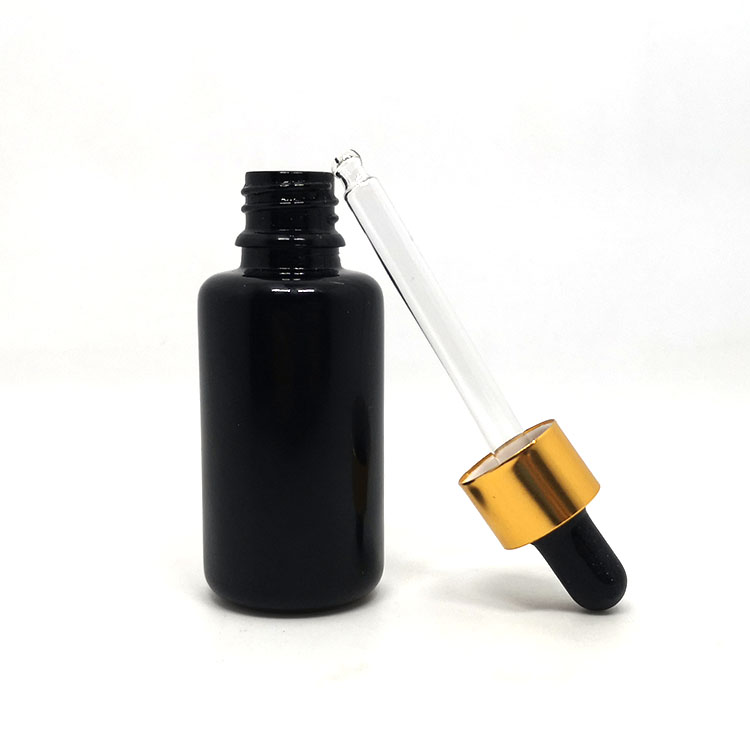 30ml cosmetic oil packaging uv violet glass bottle with serum pump cap