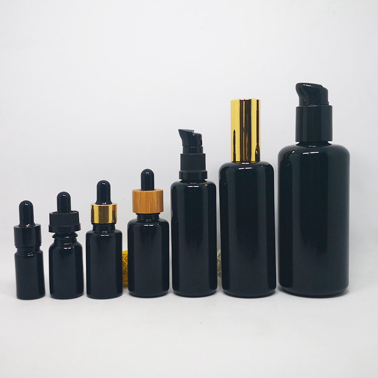 30ml cosmetic oil packaging uv violet glass bottle with serum pump cap