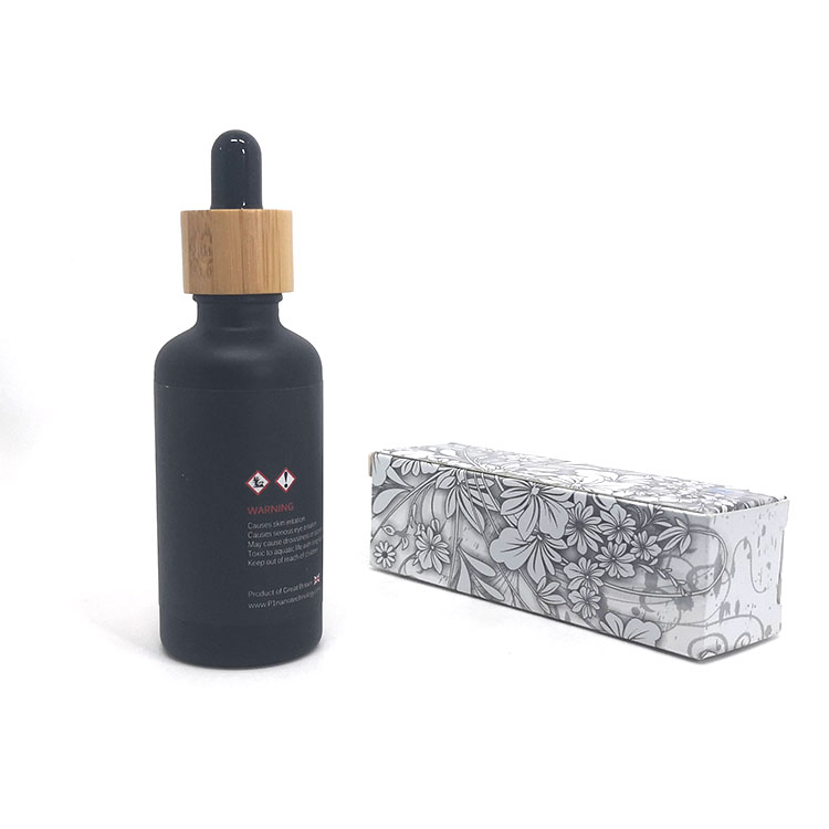 30ml cosmetic packaging black matte tincture bottle with gold dropper