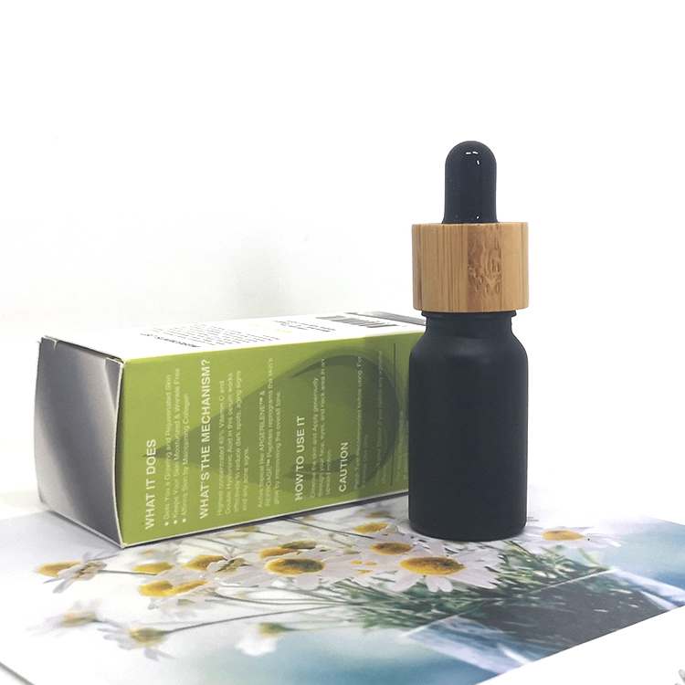 30ml cosmetic packaging black matte tincture bottle with gold dropper
