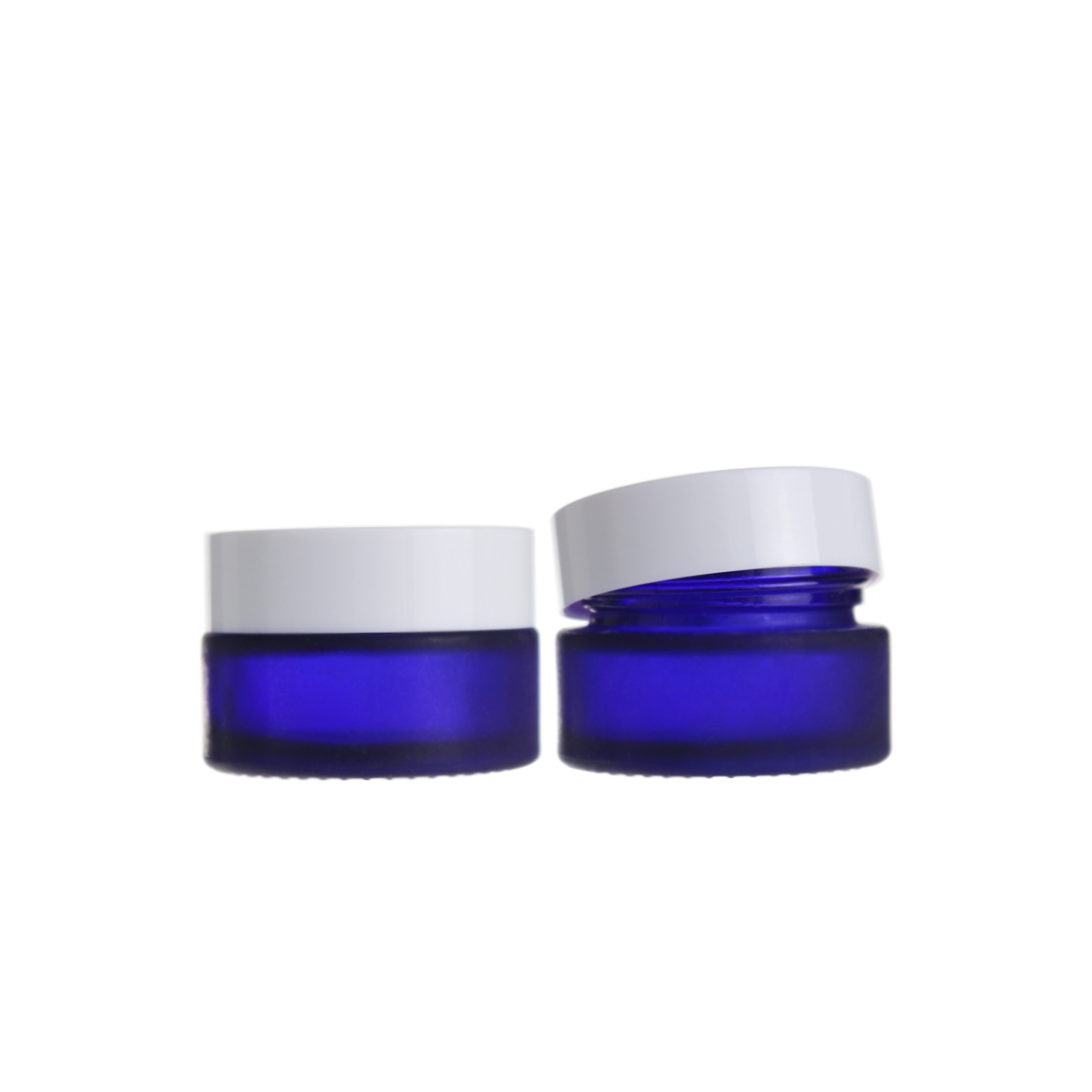 30ml cosmetics cream container blue frosted glass jar with white lid