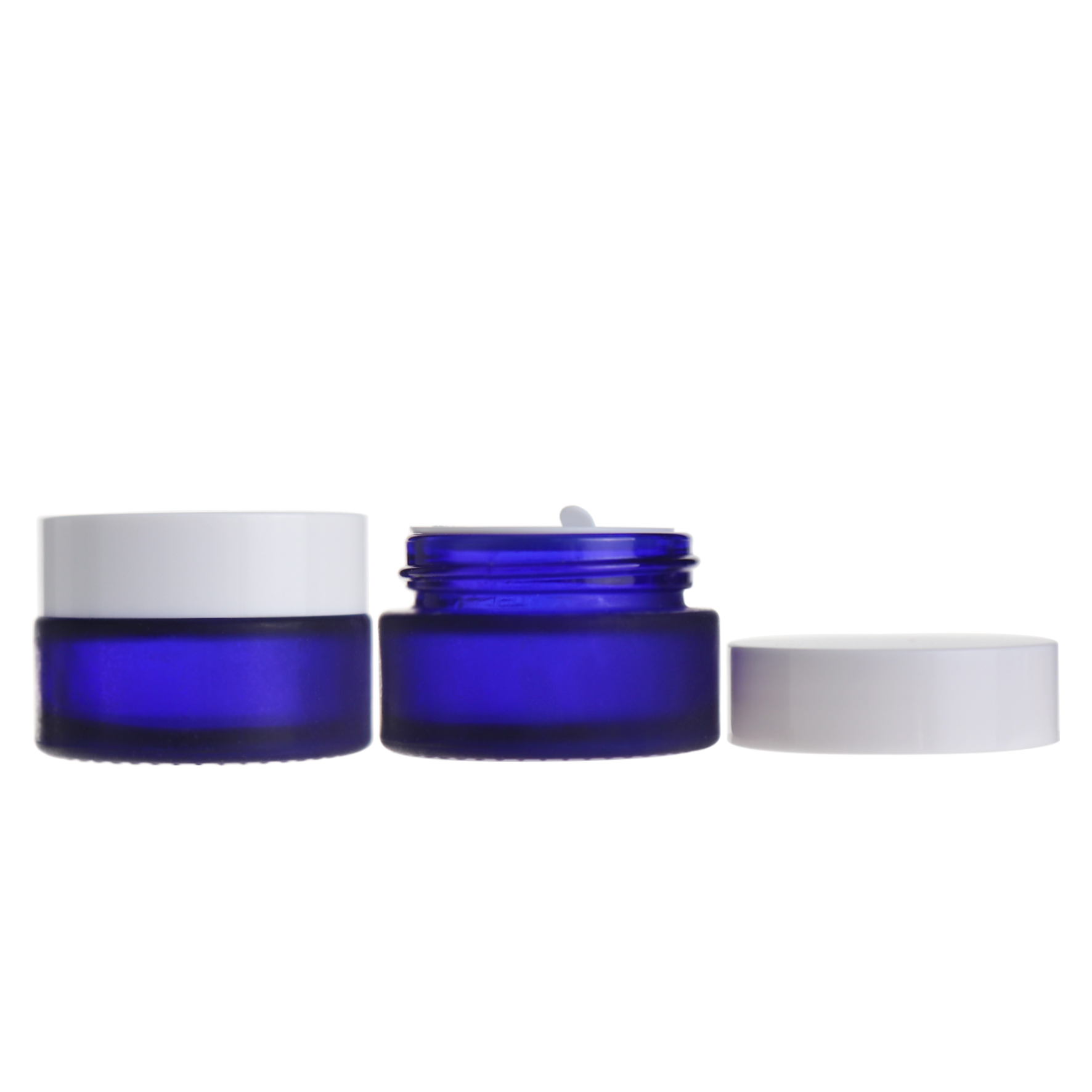 30ml cosmetics cream container blue frosted glass jar with white lid