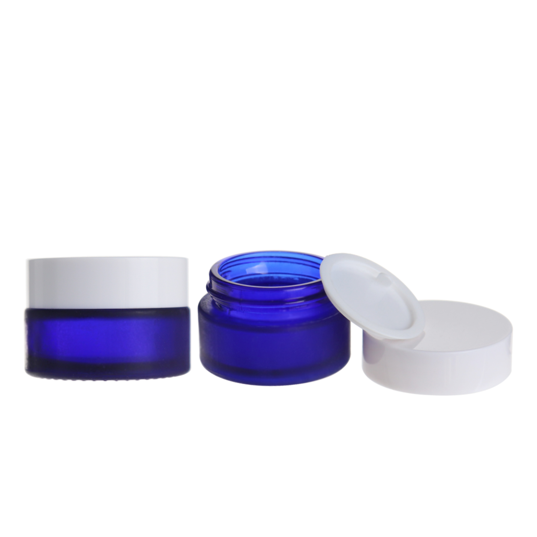 30ml cosmetics cream container blue frosted glass jar with white lid