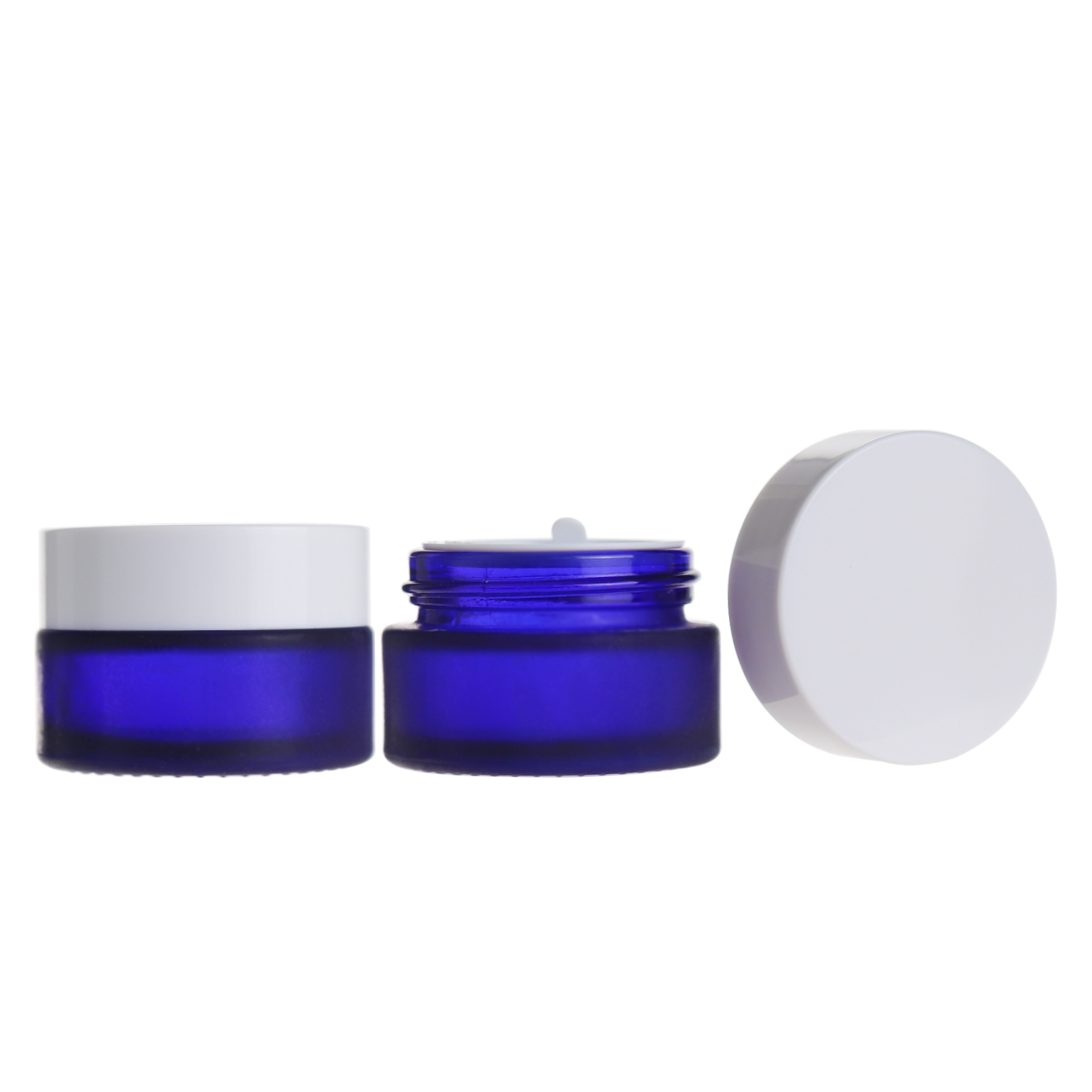 30ml cosmetics cream container blue frosted glass jar with white lid