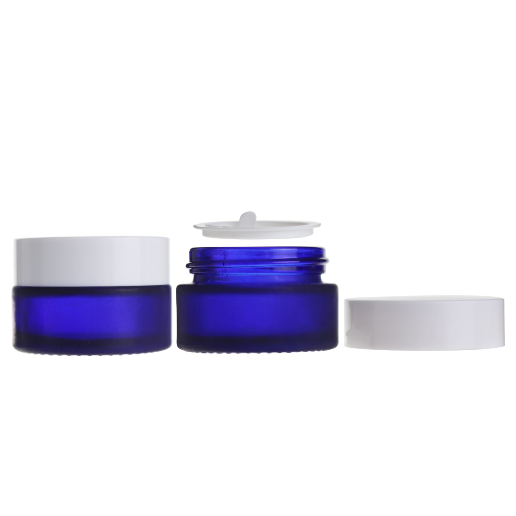 30ml cosmetics cream container blue frosted glass jar with white lid