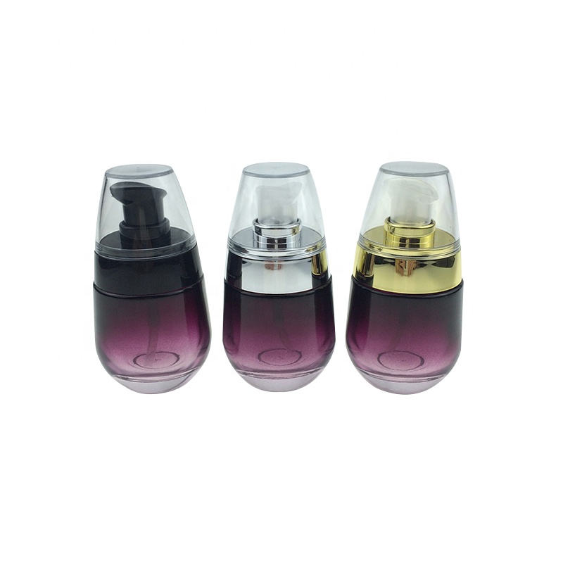 30ml custom luxury gradient purple empty lotion glass makeup pump bottle