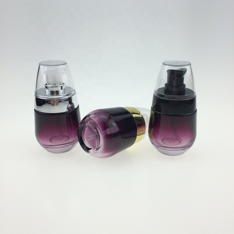 30ml custom luxury gradient purple empty lotion glass makeup pump bottle