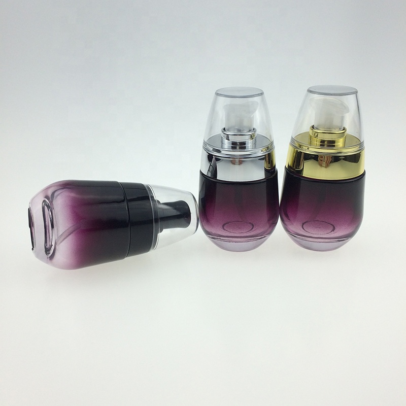 30ml custom luxury gradient purple empty lotion glass makeup pump bottle