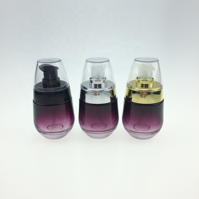 30ml custom luxury gradient purple empty lotion glass makeup pump bottle