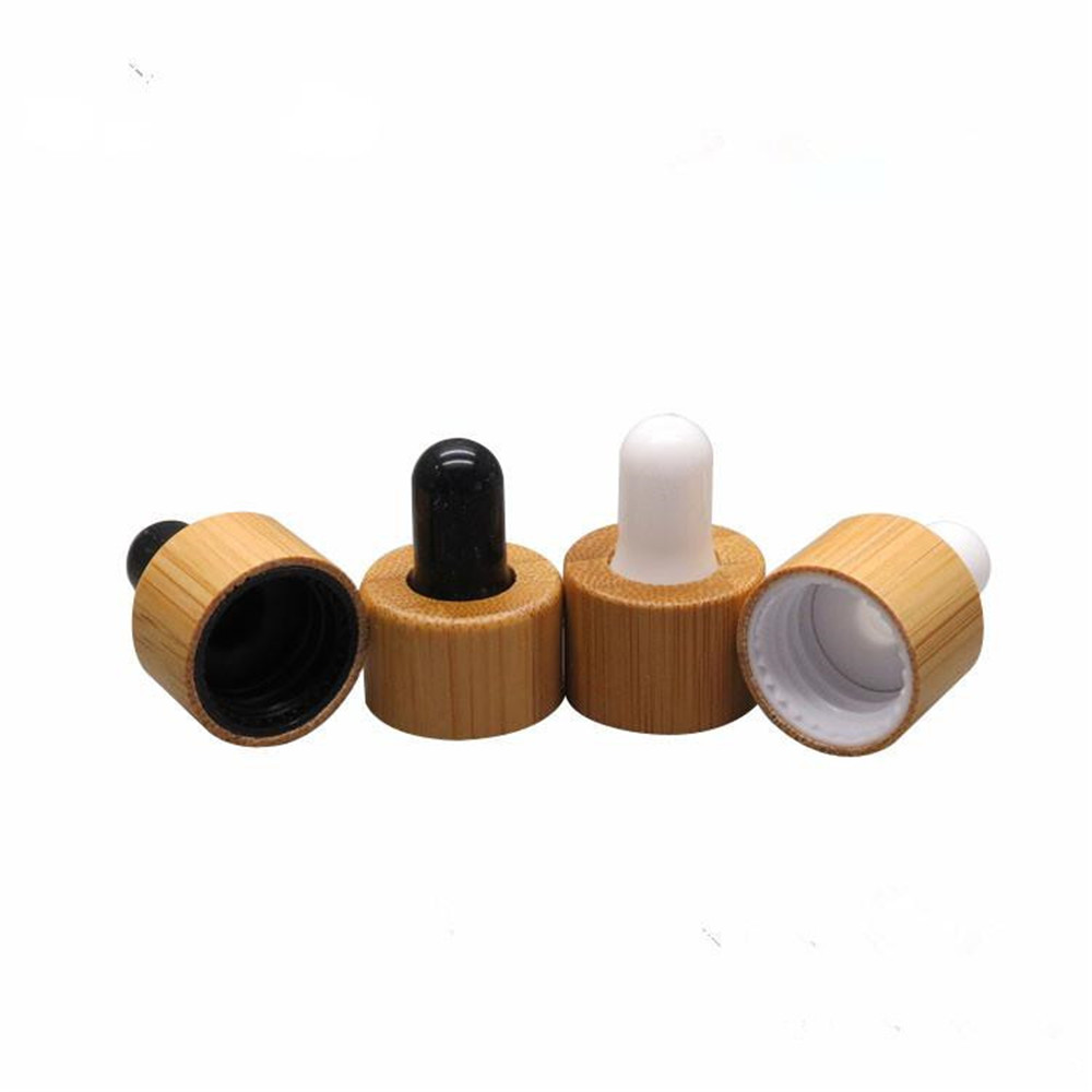 30ml custom square rectangular round Black Frosted glass perfume dropper bottle For cosmetic Essential Oil With Bamboo Cap lid