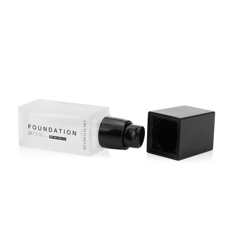 30ml customized empty sunscreen cream glass square foundation bottle
