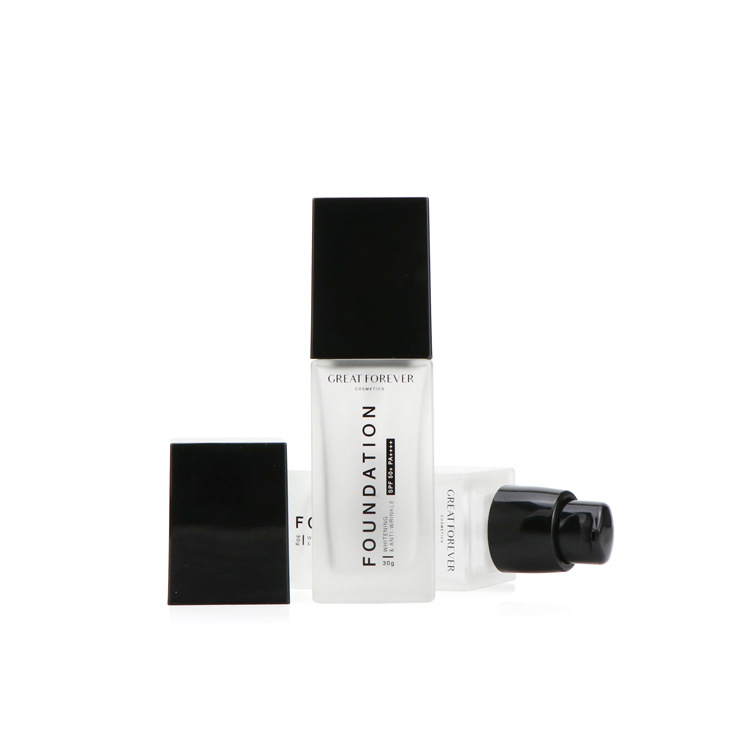 30ml customized empty sunscreen cream glass square foundation bottle