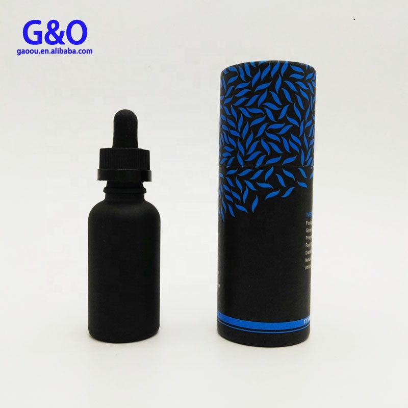 30ml e liquid black glass dropper bottles with childproof dropper and paper tube for e liquid