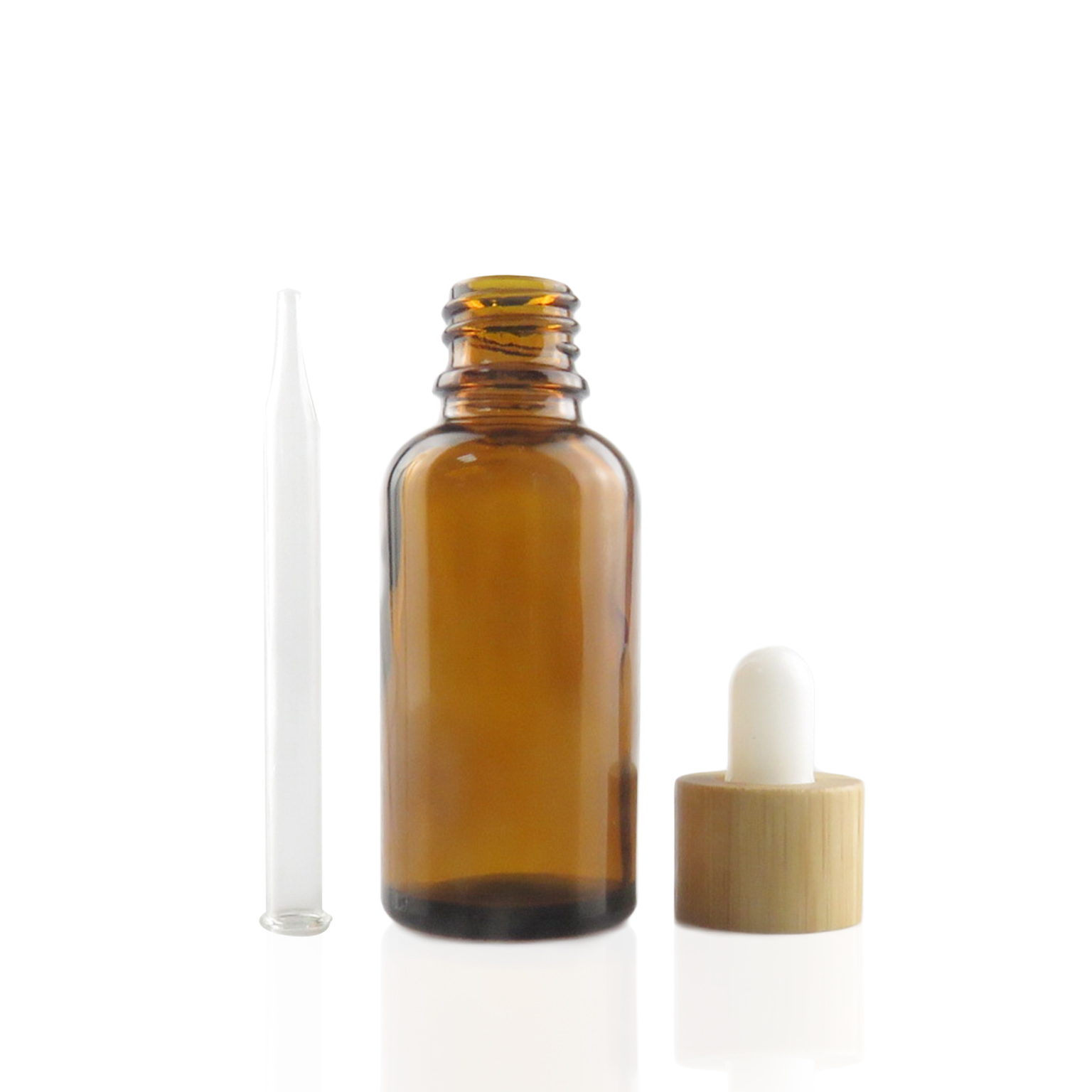 30ml e liquid essential oil amber glass bottle with wooden bamboo dropper caps