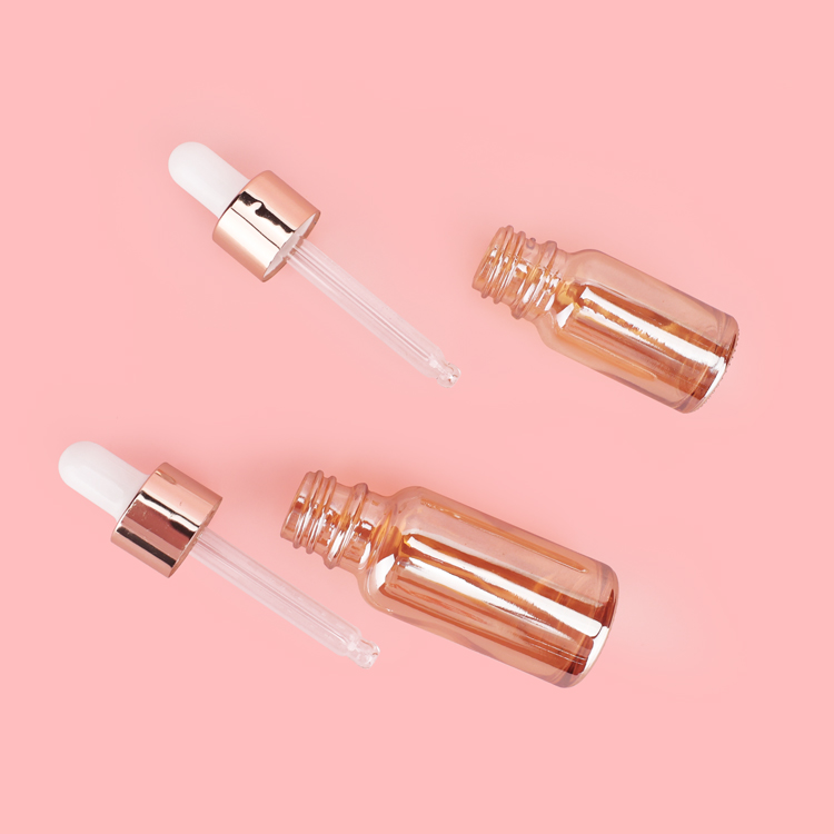 30ml electroplated sliver gold black plating essential oil glass dropper bottle with aluminium cap for e liquid