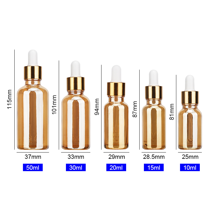 30ml electroplated sliver gold black plating essential oil glass dropper bottle with aluminium cap for e liquid