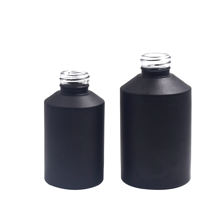 30ml elegant good quality popular small matte frosted slant round black China factory hfoundation bottle with plastic pump