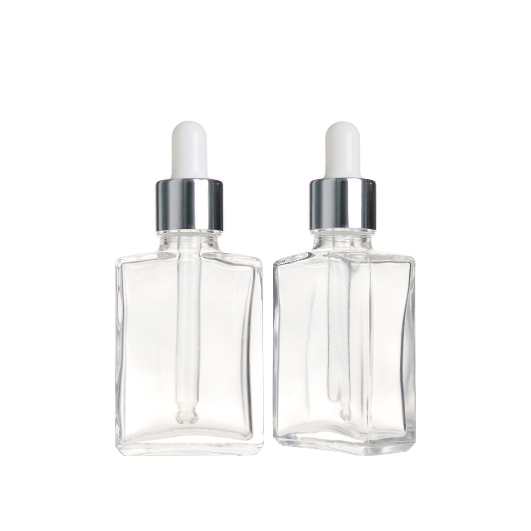 30ml empty clear square essential oil skincare cosmetic glass dropper bottles with pipette dropper