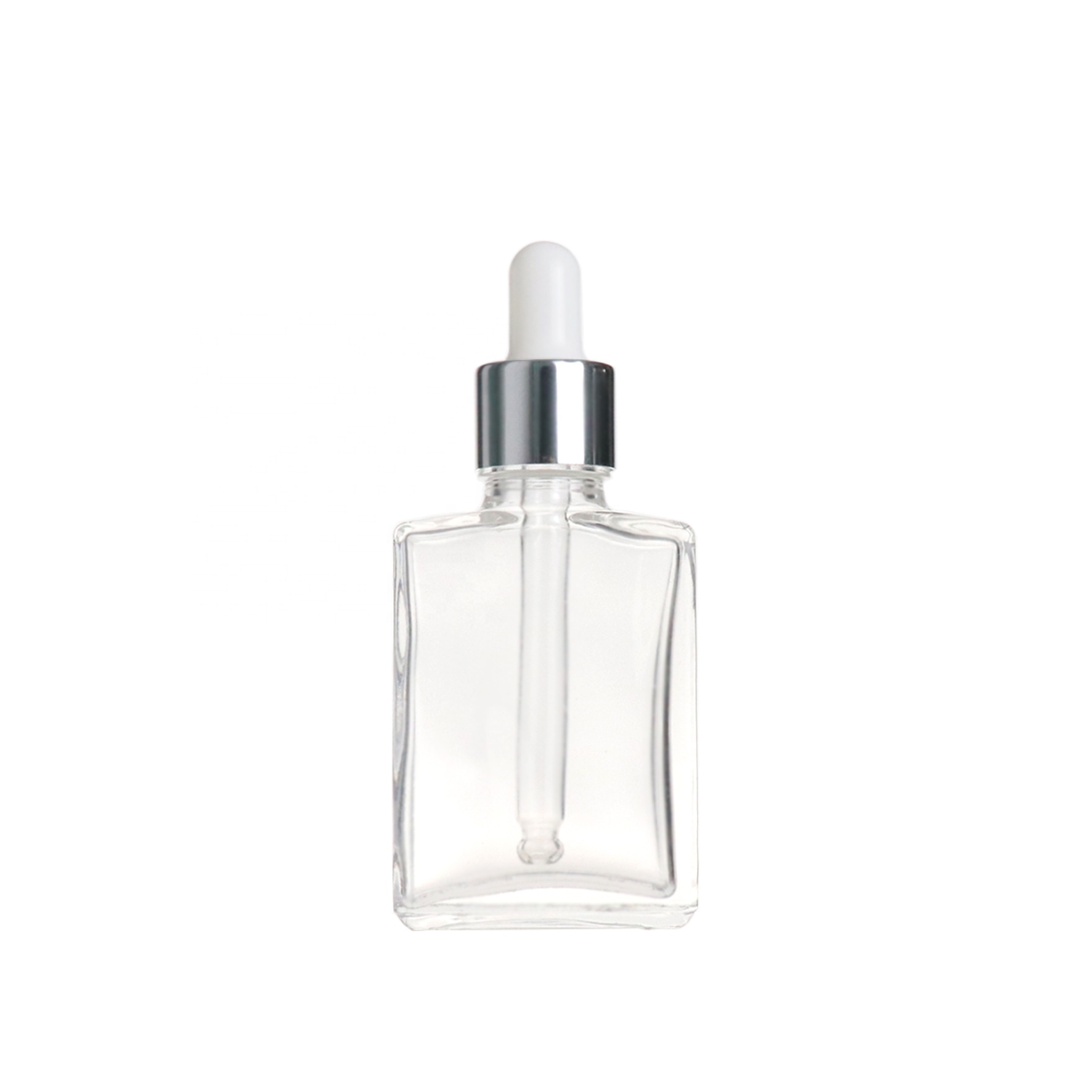 30ml empty clear square essential oil skincare cosmetic glass dropper bottles with pipette dropper