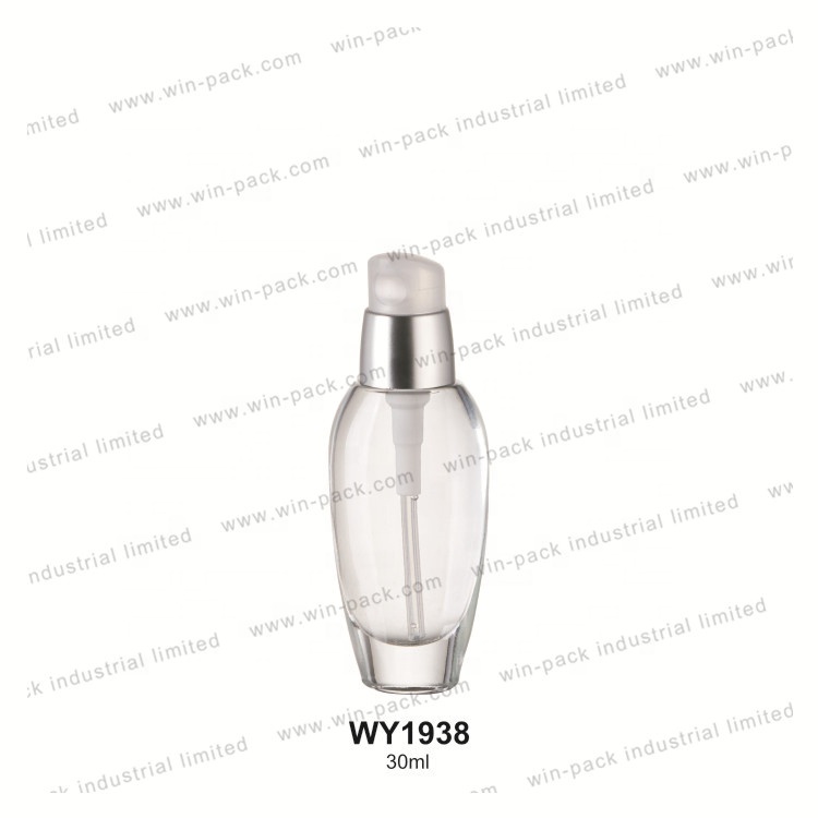 30ml empty custom beauty foundation glass bottle with pump and cap cosmetics packaging