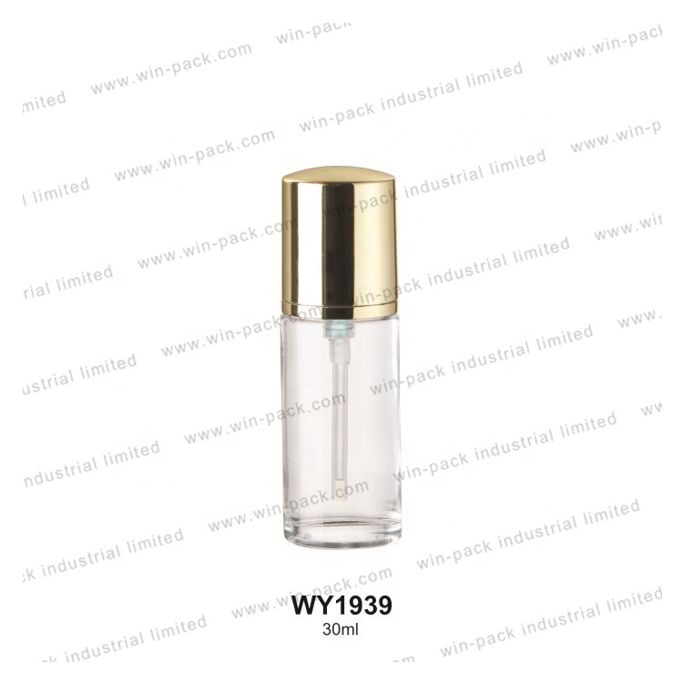 30ml empty custom beauty foundation glass bottle with pump and cap cosmetics packaging