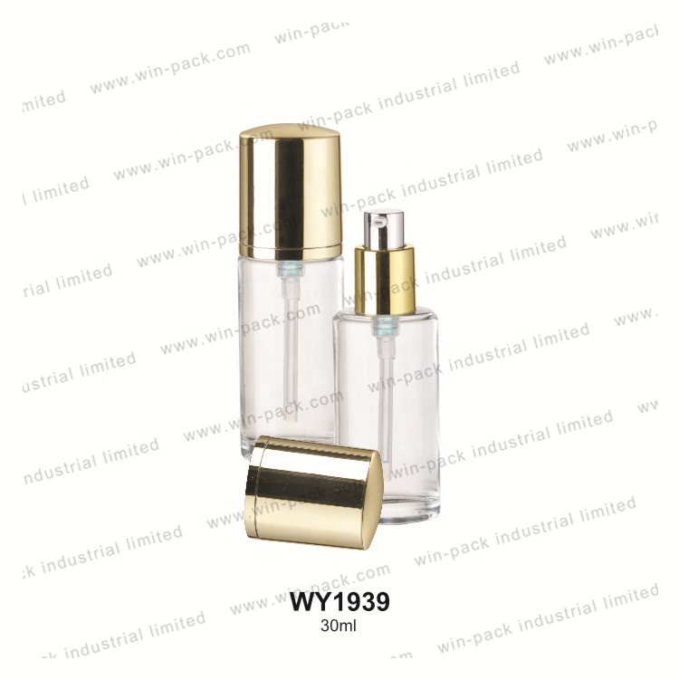 30ml empty custom beauty foundation glass bottle with pump and cap cosmetics packaging