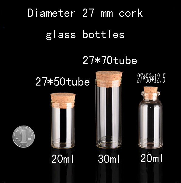 30ml empty wholesale glass Tube with cork, 1 ounce transparent glass jar, 30 ml glass small Wishing gift bottle In stock