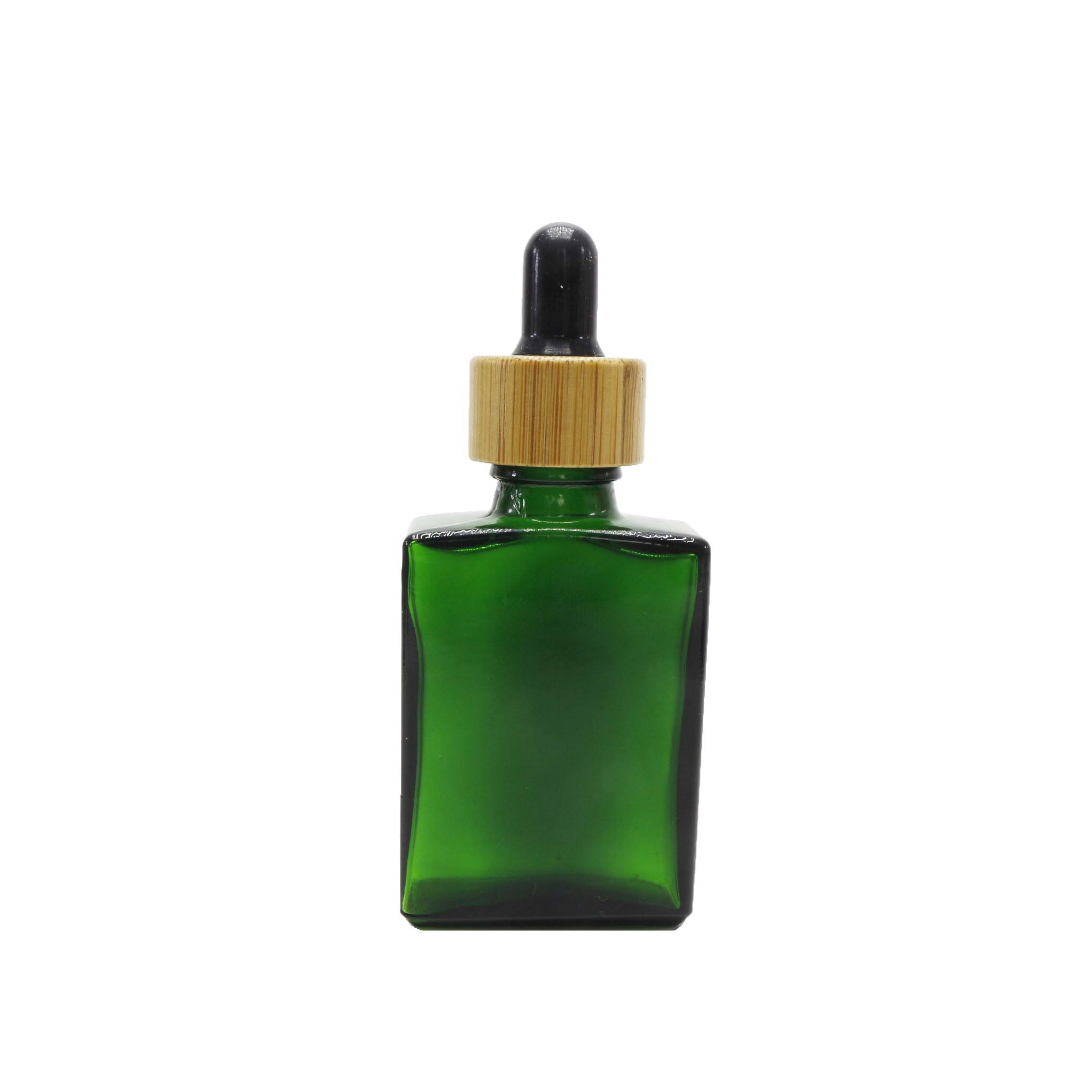 30ml essential oil bamboo matte black rectangle glass dropper bottle GB-122Q