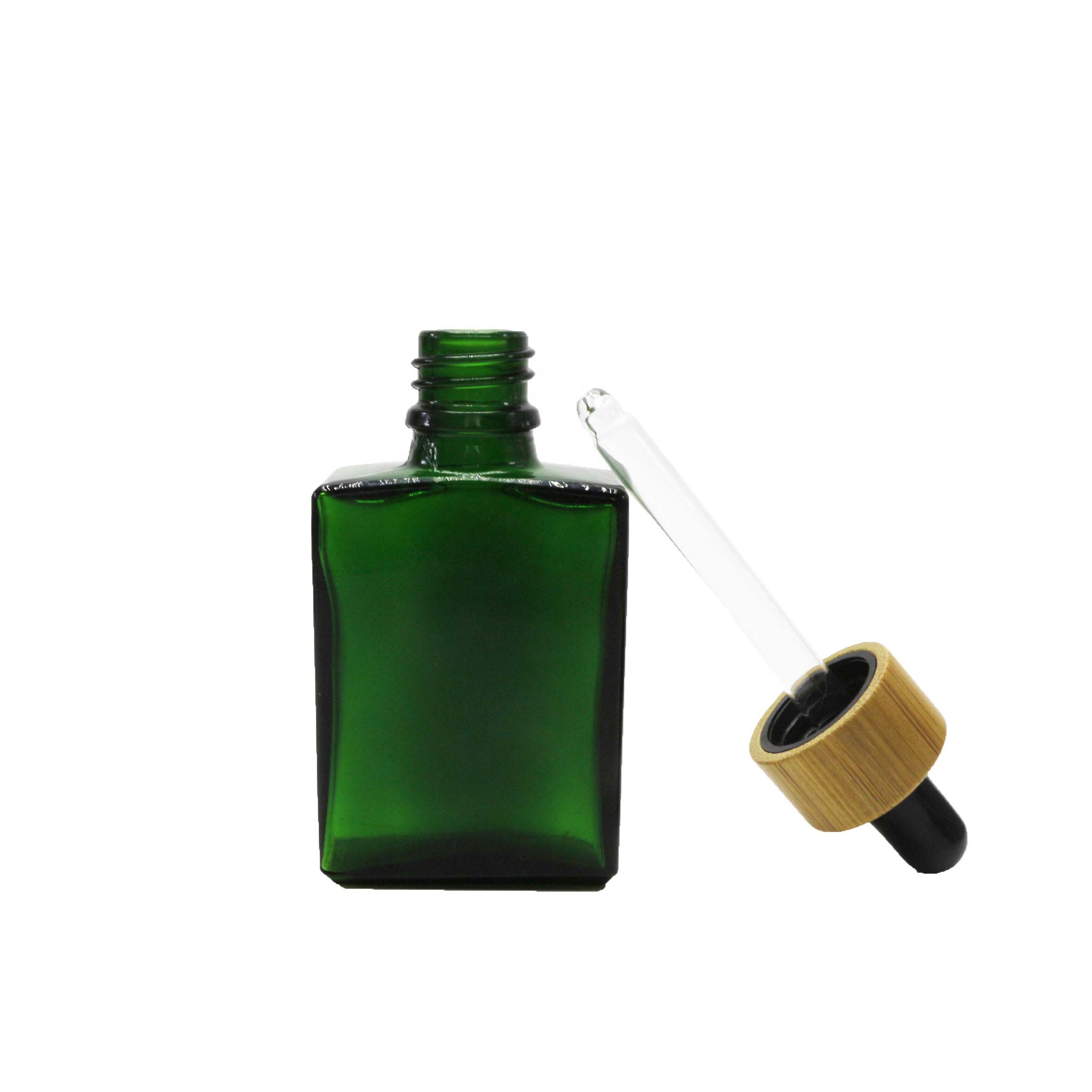 30ml essential oil bamboo matte black rectangle glass dropper bottle GB-122Q