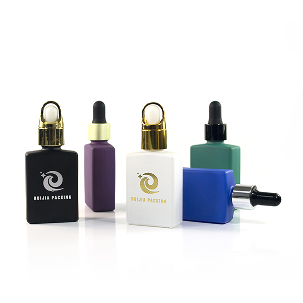 30ml essential oil e liquid square rectangular glass dropper bottle with gold silver black caps