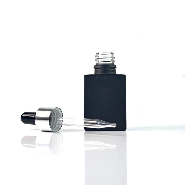 30ml essential oil e liquid square rectangular glass dropper bottle with gold silver black caps