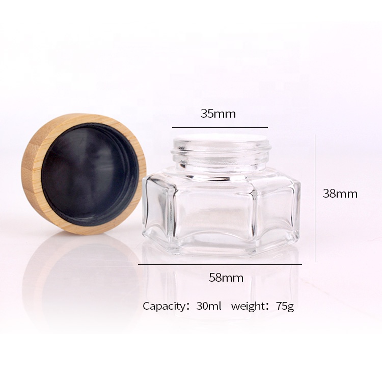 30ml facial cream glass hexagonal jar empty cosmetic skincare container makeup hexagonal pot 1oz