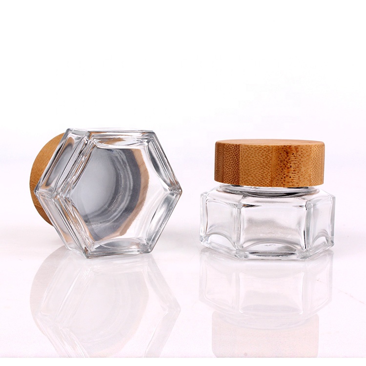 30ml facial cream glass hexagonal jar empty cosmetic skincare container makeup hexagonal pot 1oz