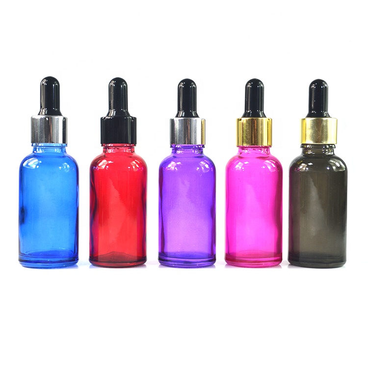 30ml fancy pink purple blue red black colors empty glass dropper bottles for cosmetic serum essential oil