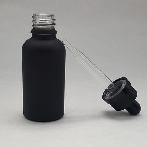 30ml frosted black glass dropper bottles 1oz matte black beard oil bottles 30ml black bottles with calibrated glass dropper