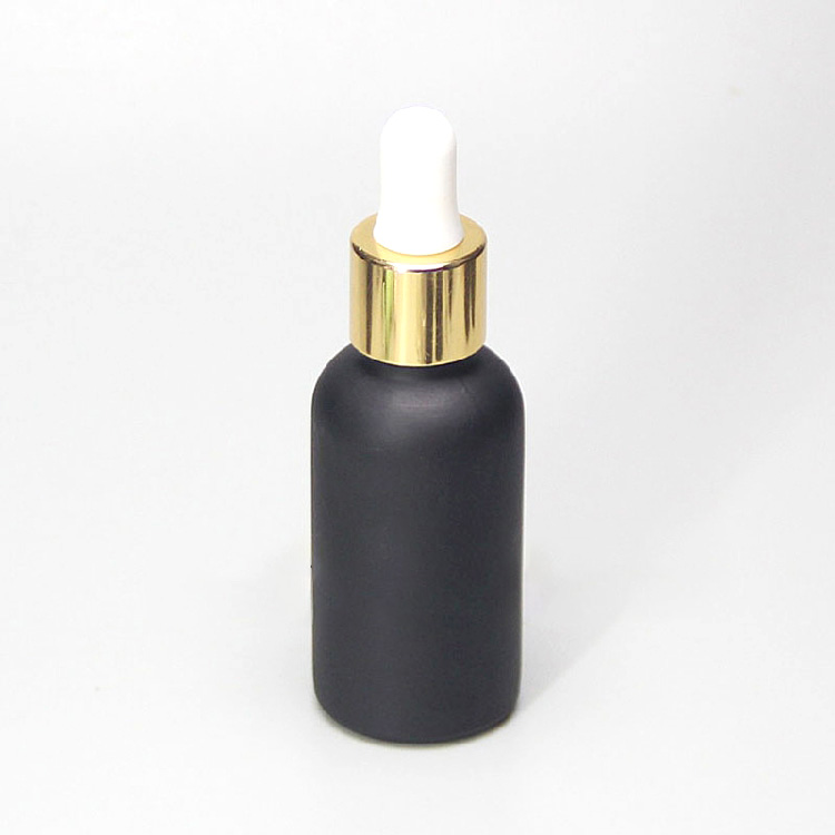 30ml frosted black glass dropper eliquid ejuice stock bottle with golden silver black aluminum cap