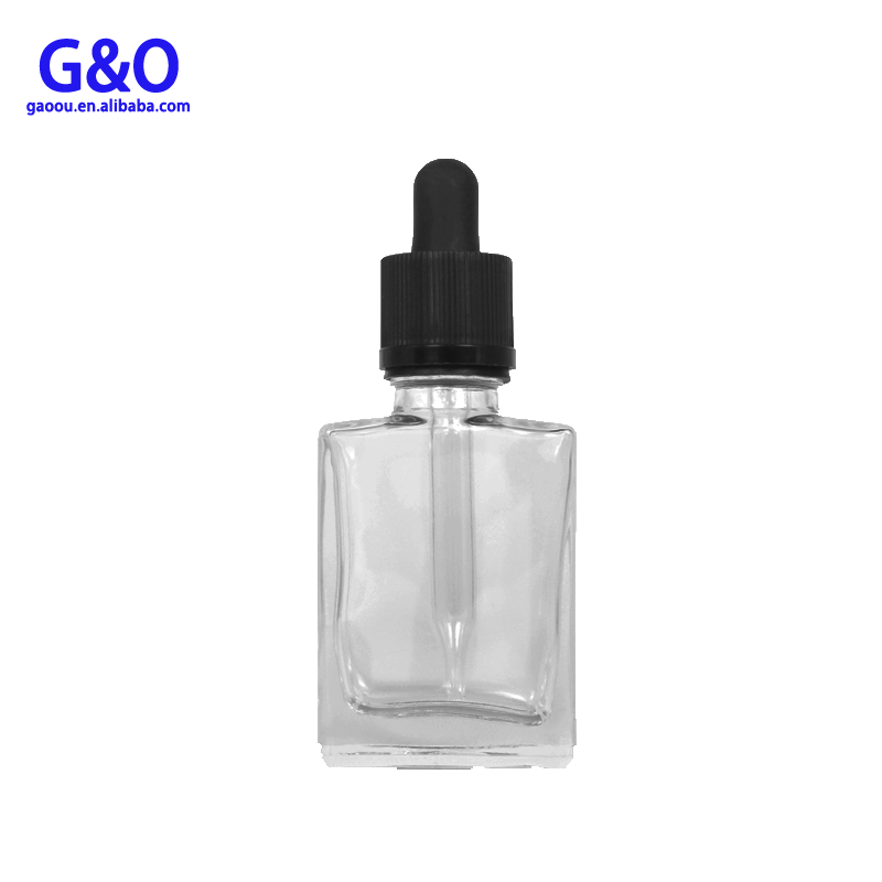 30ml frosted black square glass bottle with Euro dropper cap 1oz matte black beard oil container glass essential oil vial